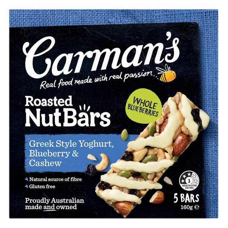 Roasted Nut Bars Greek Style Yoghurt Blueberry