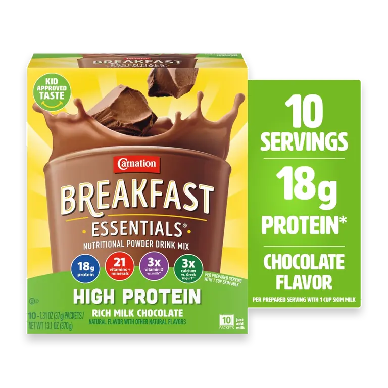 Breakfast Essentials High Protein Powder Breakfast Drink Mix Chocolate Shake Packets