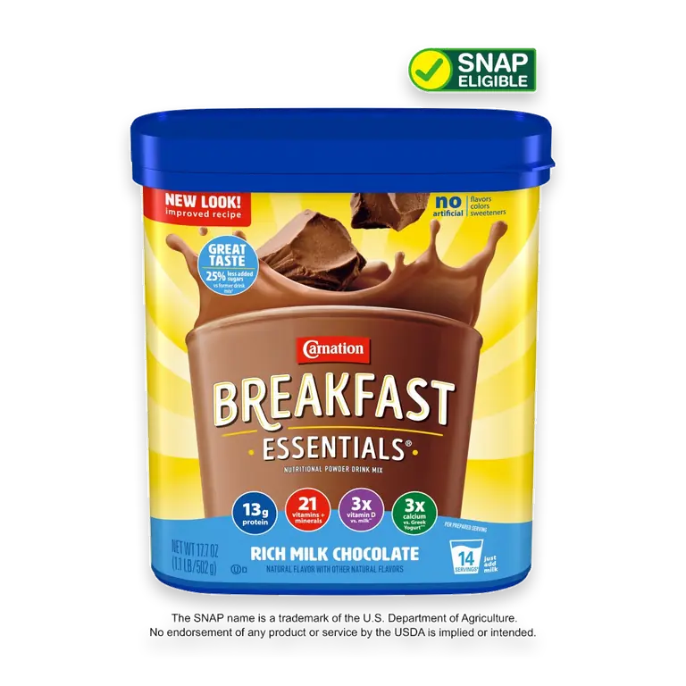 Breakfast Essentials Powder Breakfast Drink Mix Chocolate Shake Canister