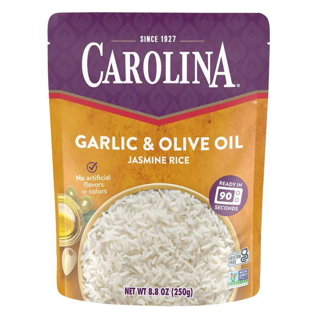 90 Second Microwave Garlic & Olive Oil Flavored Jasmine Rice