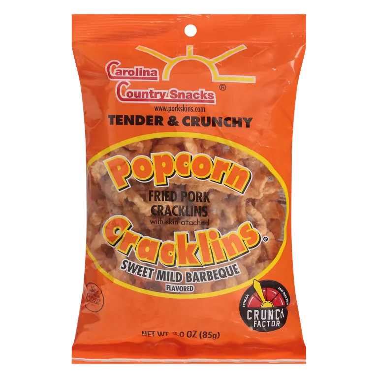 Snacks Popcorn Cracklins Sweet Mild Barbeque