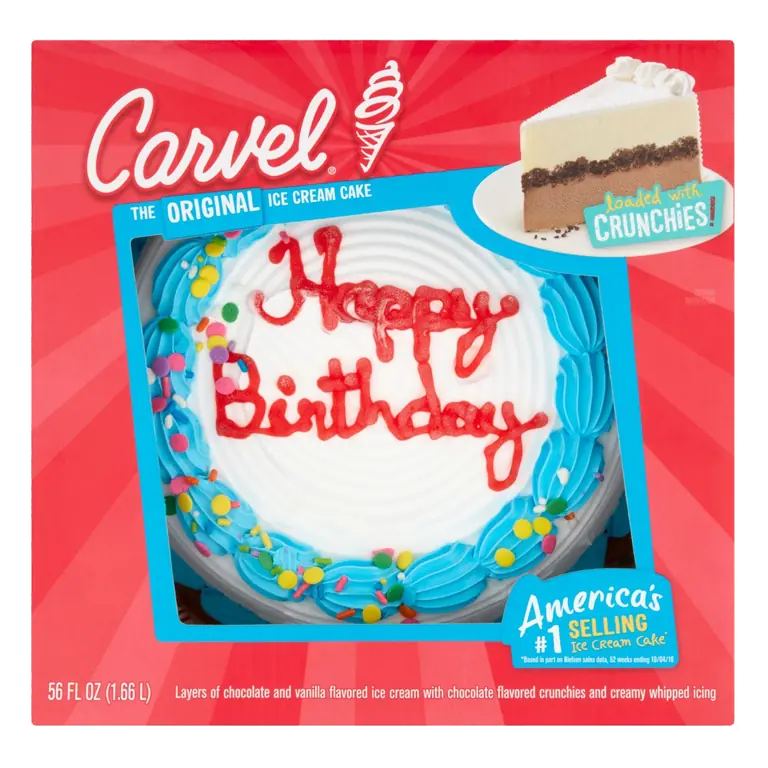 the Original Layers of Chocolate and Vanilla Flavored Ice Cream with Chocolate Flavored Crunchies and Creamy Whipped Icing Ice Cream Cake