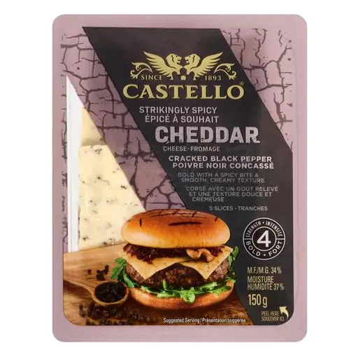 Sliced Cheese Cheddar Cracked Black Pepper 5 Slices 150 g