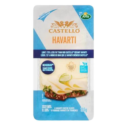 Sliced Cheese Light Havarti 8 Slices 165 g