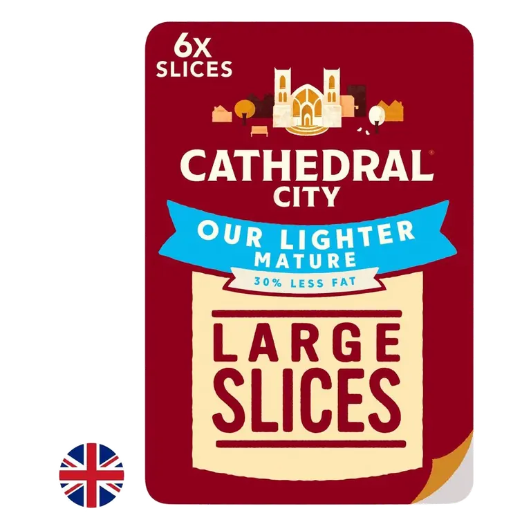 British 6 Large Lighter Cheddar Cheese Slices