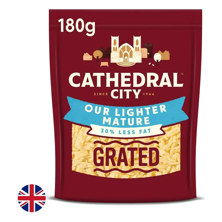 British Grated Lighter Cheddar Cheese 180g