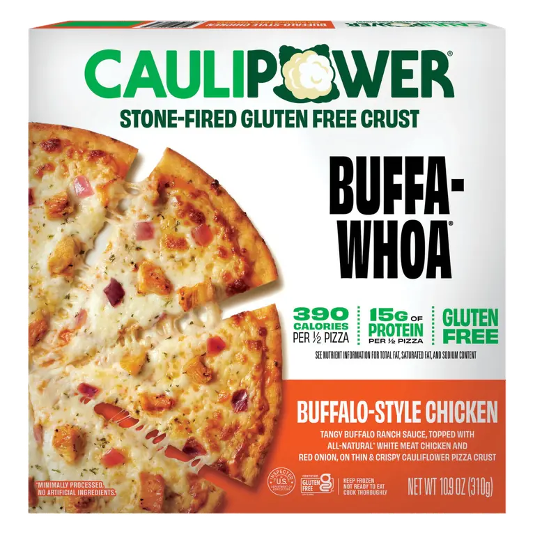 Buffalo-Style Chicken White Meat Chicken, Mozzarella, Red Onion & Zesty Buffalo-Style Sauce On Our Stone-Fired Cauliflower Crust Pizza