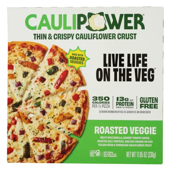 Veggie a Medley of Red, Green & Yellow Bell Peppers, Basil, Mozzarella, & Zesty Tomato Sauce On Our Stone-Fired Cauliflower Crust Pizza