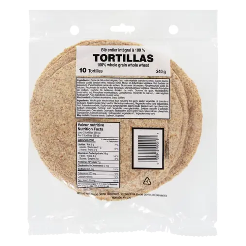 Tortillas Whole Wheat 7-Inch 340 g
