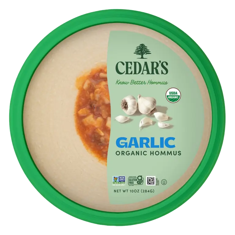 Organic Garlic with Toppings Hommus