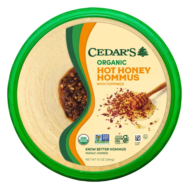 Organic Gluten Free Hot Honey Hommus with Toppings