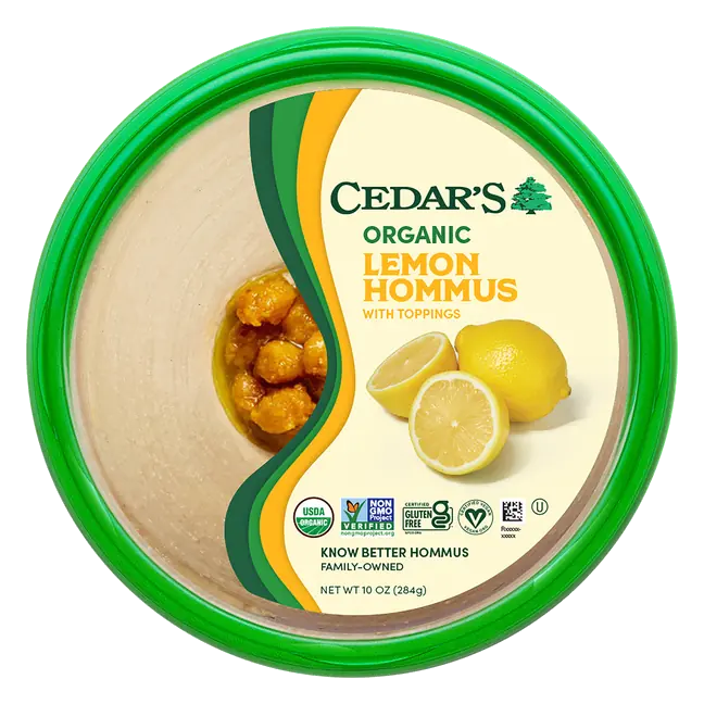 Organic Gluten Free Lemon Hommus with Toppings