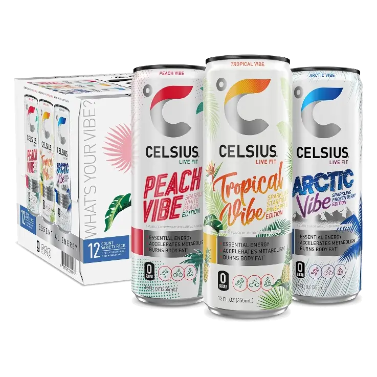 CELSIUS Sparkling VIBE Variety Pack Functional Energy Drink, 12pk/12 fl oz Cans