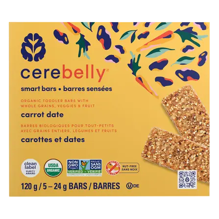 Cerebelly Canada Organic Toddler Bar Carrot Date 5 x 24 g