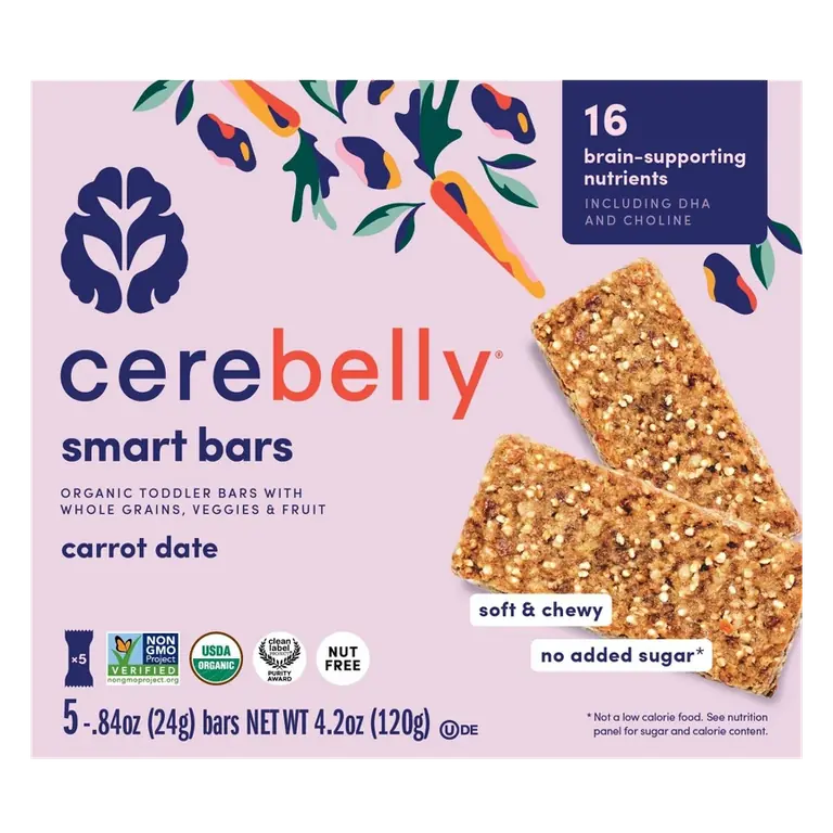 Cerebelly Organic Carrot Date Smart Snack Bars, 4.2oz/5pk