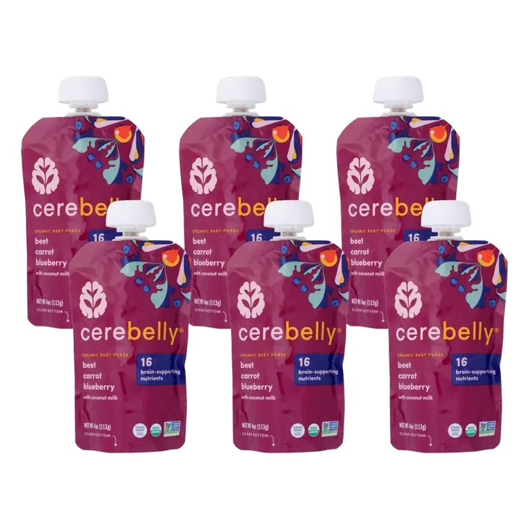 Cerebelly Organic Baby Puree Beet, Carrot, and Blueberry, Case of 6/4 oz
