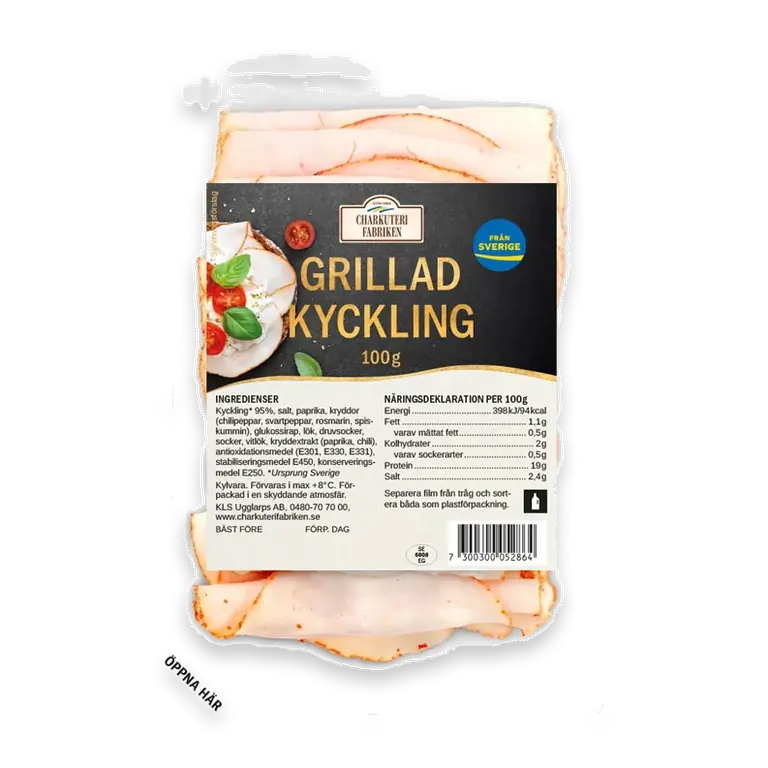 Kyckling Grillad Tunna skivor 100g