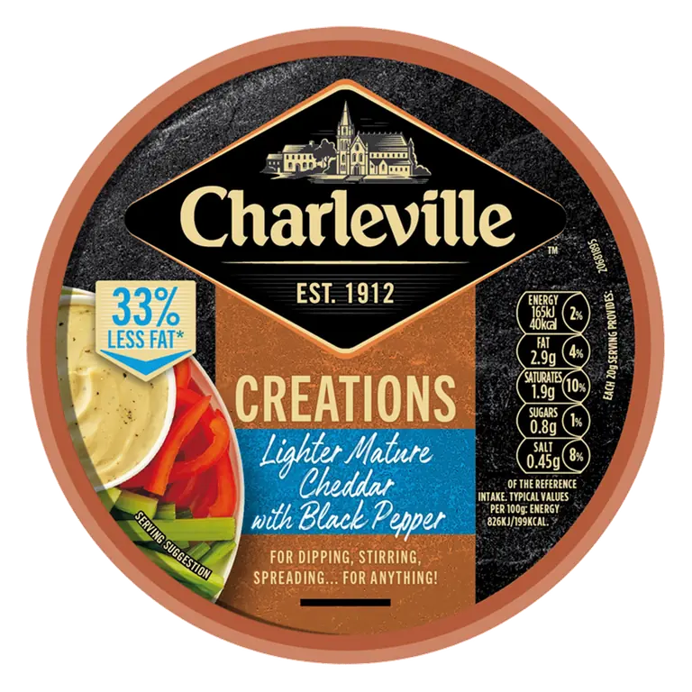 Charleville Creations Lighter Mature Cheddar with Black Pepper 125g