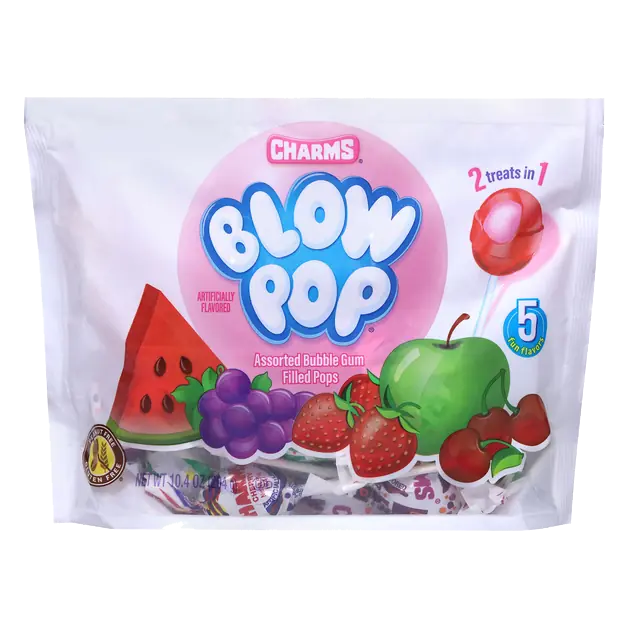 Blow Pop Assorted Flavor Bubble Gum Filled Lollipop Candy