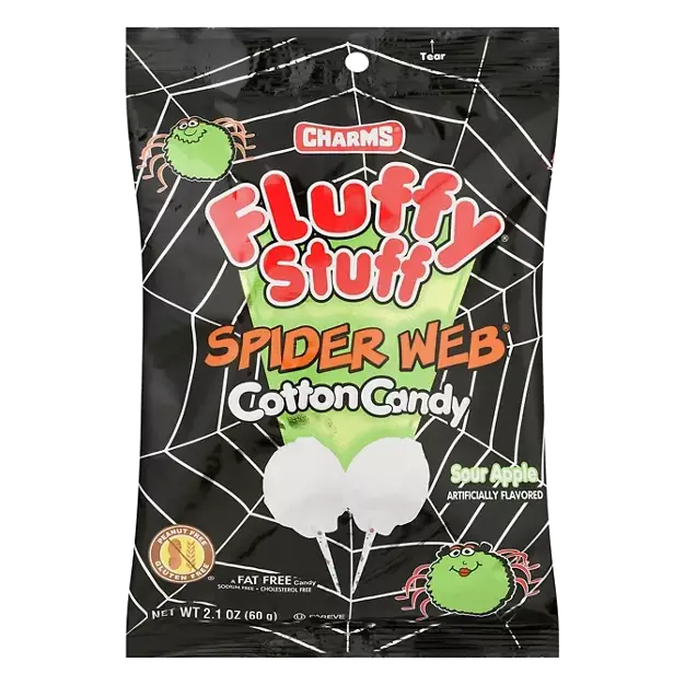 Fluffy Stuff Cotton Candy, Sour Apple, Spider Web