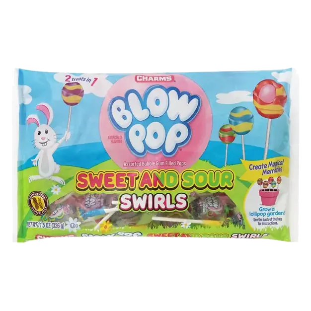 Sweet and Sour Swirls Assorted Bubble Gum Filled Pops