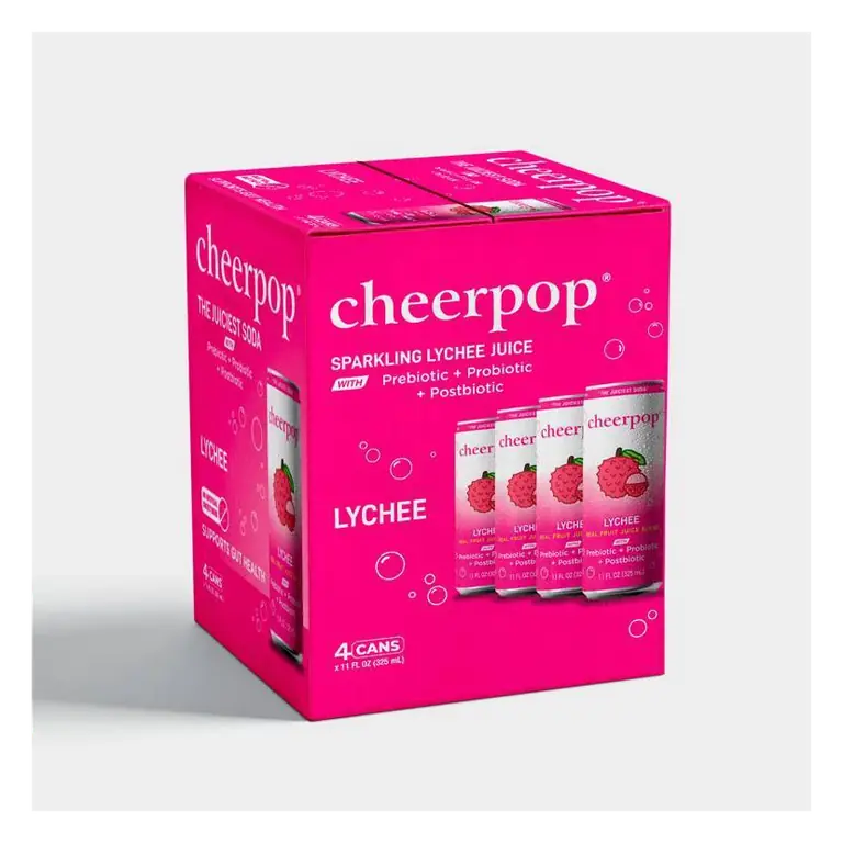 cheerpop Sparkling Lychee Juice Drink, 11 fl oz/4pk: Non-Caffeinated