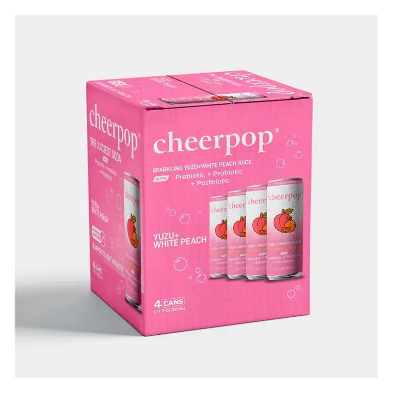 cheerpop Sparkling Yuzu + White Peach Juice Drink, 11 fl oz/4pk