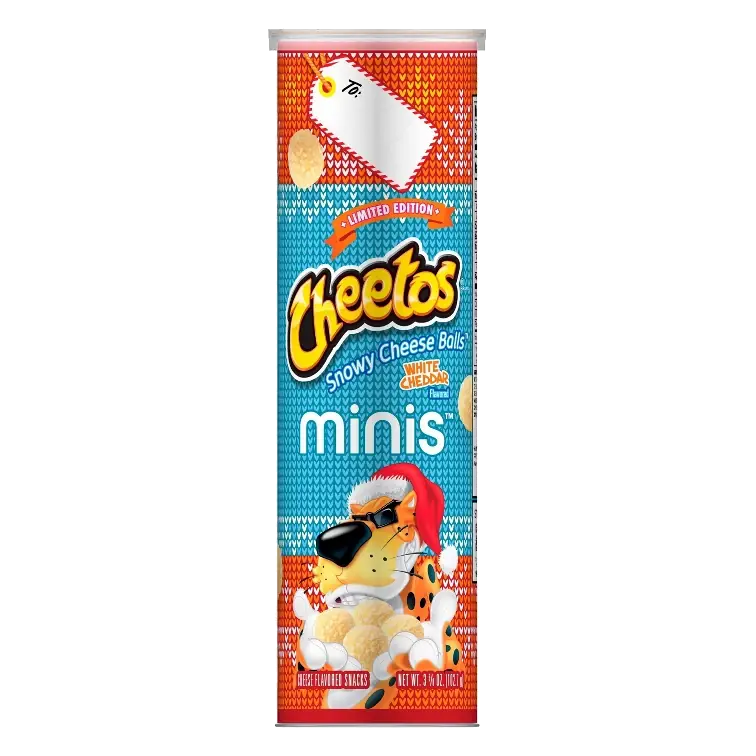 Cheetos Minis Holiday Snowy Cheese Balls White Cheddar Take Home, 3.625oz