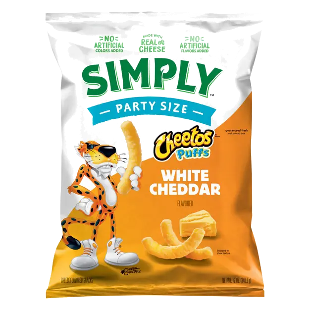 Simply Cheetos Puffs Cheese Flavored Snacks White Cheddar Party Size