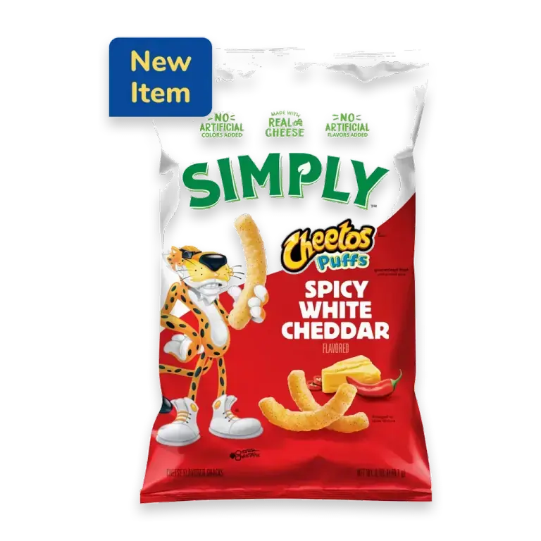 Simply Cheetos Spicy White Cheddar Cheese puffs Chips