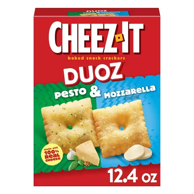 Duoz Baked Snack Crackers, Pesto and Mozzarella