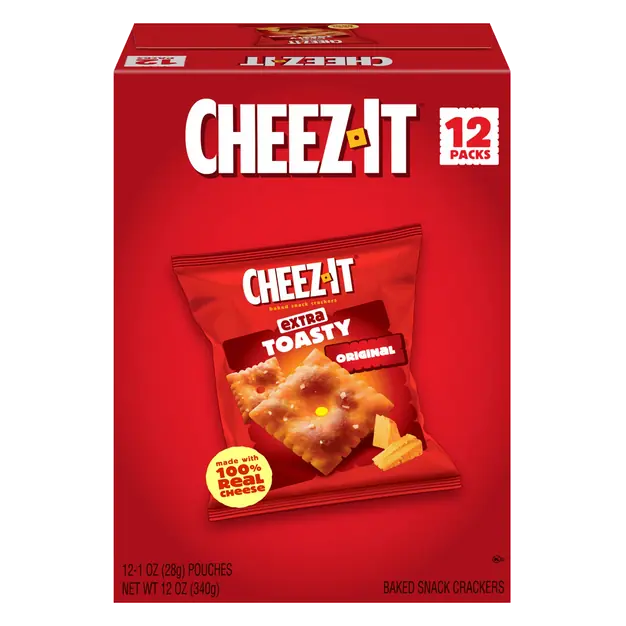 Extra Toasty Baked Cheese Crackers Packs - 12 ct
