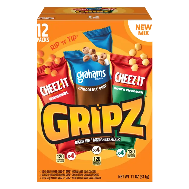 Gripz Mighty Tiny Baked Snack Crackers Variety Pack - 12 ct