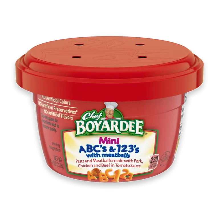 Mini ABC's and 123's with Meatballs in Tomato Sauce, Microwavable Meal, 7.5 oz Bowl