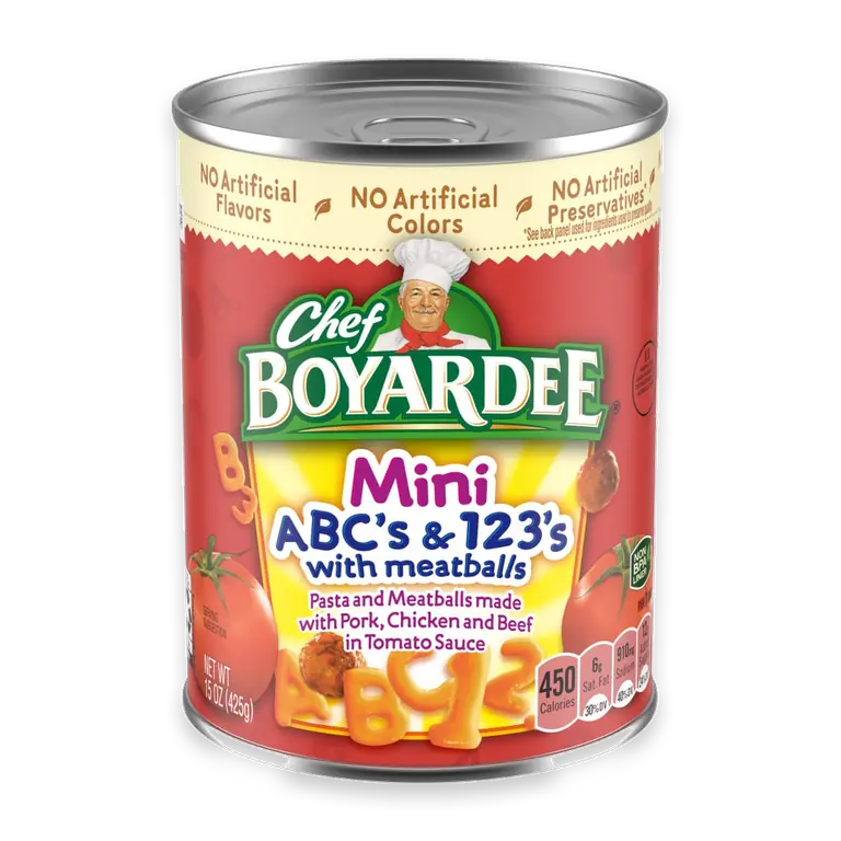 Mini ABC's and 123's with Meatballs in Tomato Sauce, Ready-to-Eat Meal, 15 oz Can