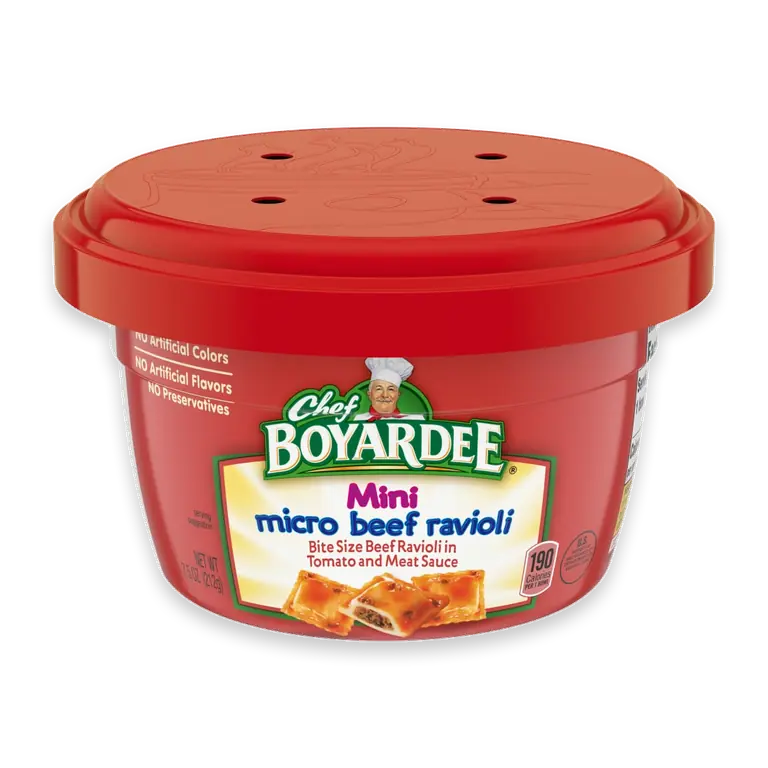 Mini Micro Beef Ravioli in Tomato and Meat Sauce, Microwavable Meal, 7.5 oz Bowl