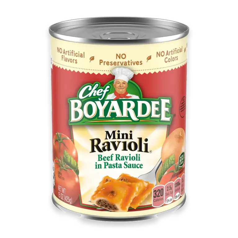 Mini Ravioli, Beef in Pasta Sauce, Ready-to-Eat Meal, 15 oz Can
