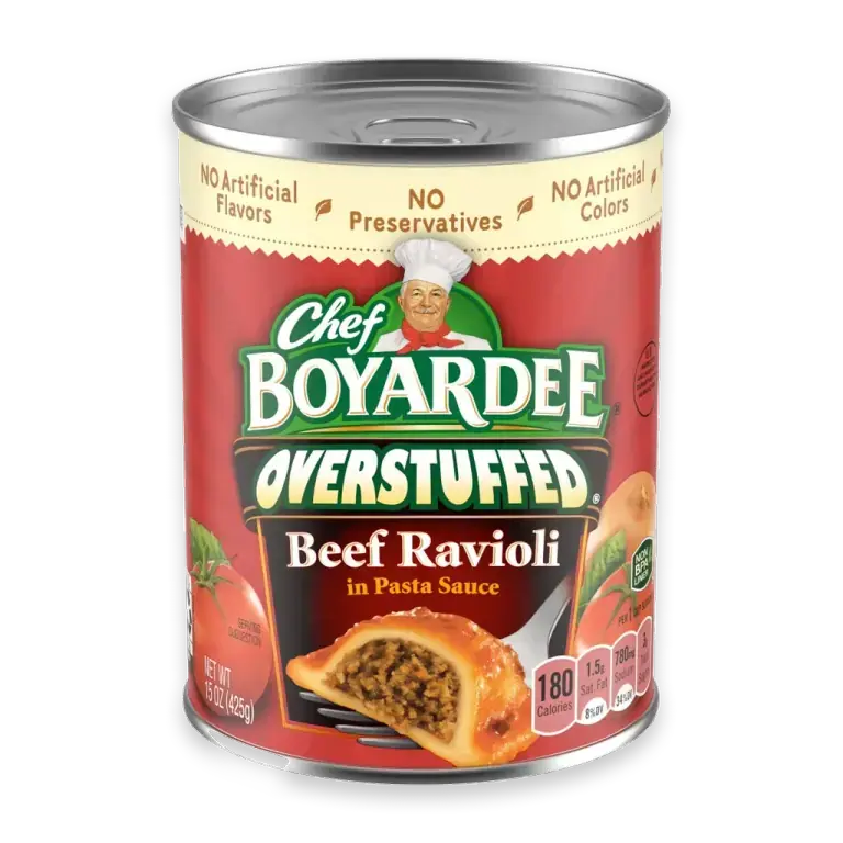 Overstuffed Beef Ravioli in Pasta Sauce, Ready-to-Eat Meal, 15 oz Can