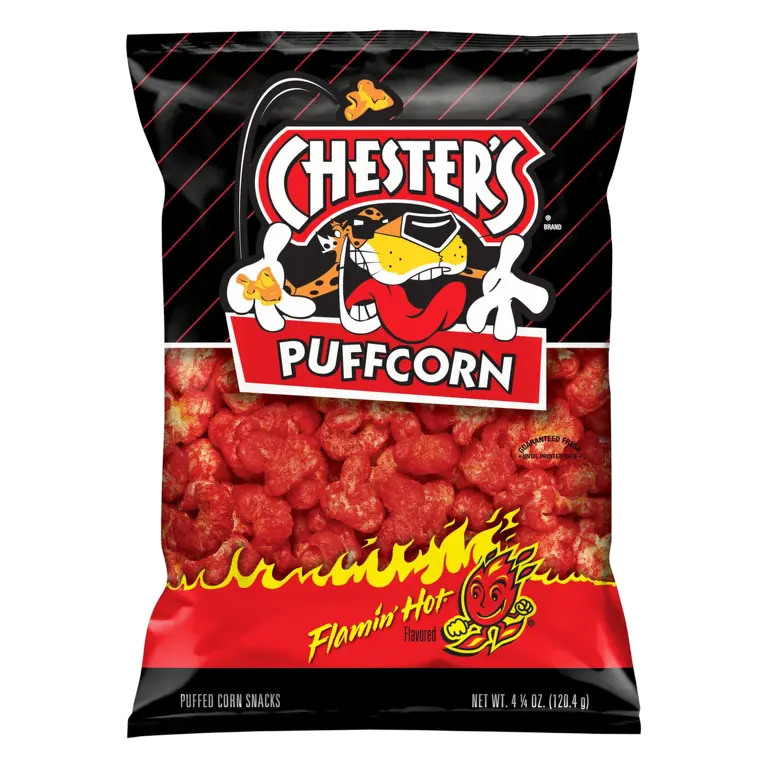 Flamin' Hot Flavored Puffed Corn Snacks Puffcorn