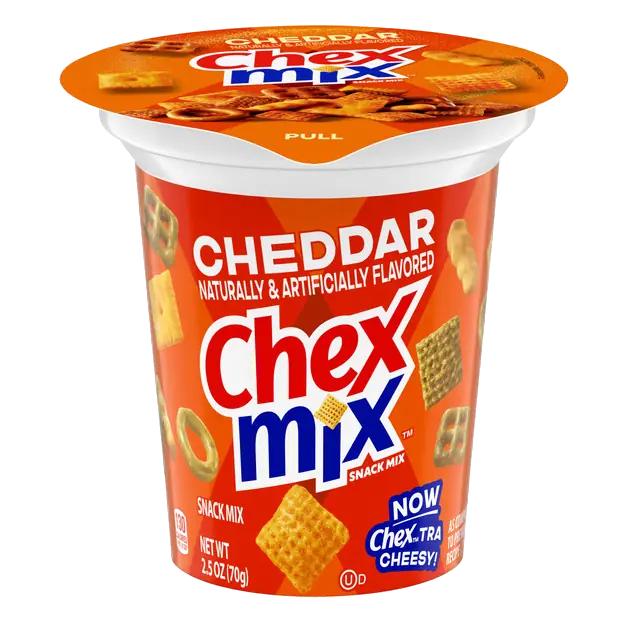 Chex Mix Cheddar Flavored Snack Mix, Snack Cup, 2.5 oz