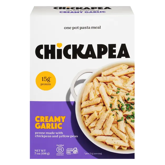 Gluten Free One Pot Chickpea Creamy Garlic Pasta Dish