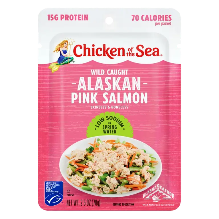 Wild Caught Alaskan Pink in Spring Water Low Sodium Packet Salmon