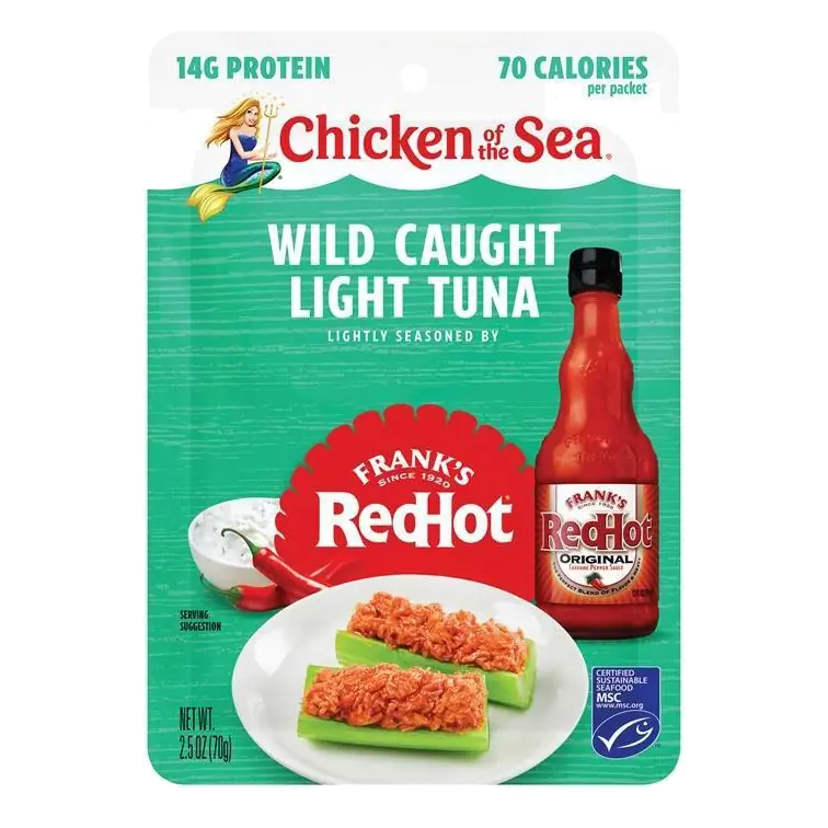 Chicken of the Sea Wild Caught Light Tuna Lightly Seasoned by Frank's RedHot Hot Sauce, 2.5oz