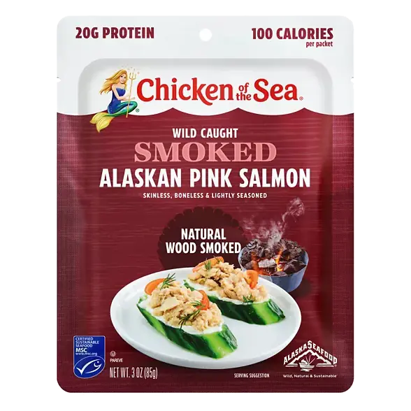 Wild Caught Smoked Alaskan Pink Salmon Packet, Natural Wood Smoke Flavor
