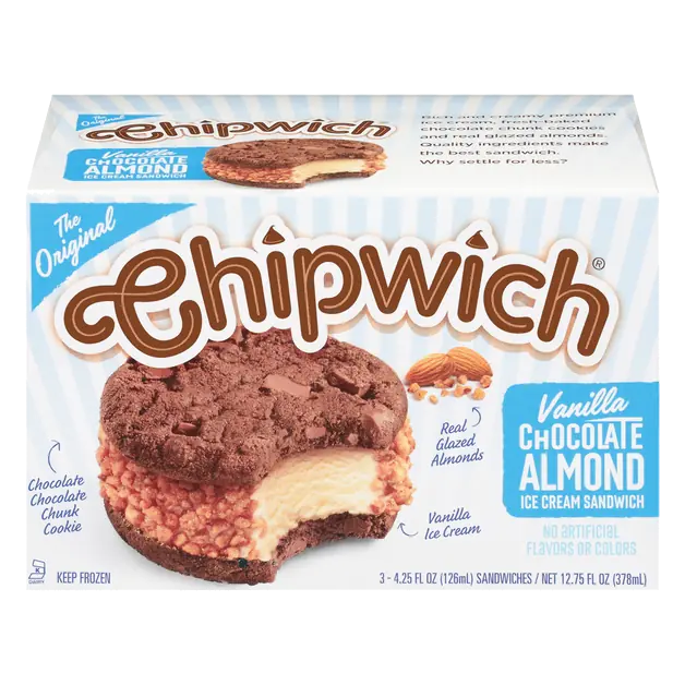 Vanilla Chocolate Almond Ice Cream Sandwiches - 3 ct Frozen