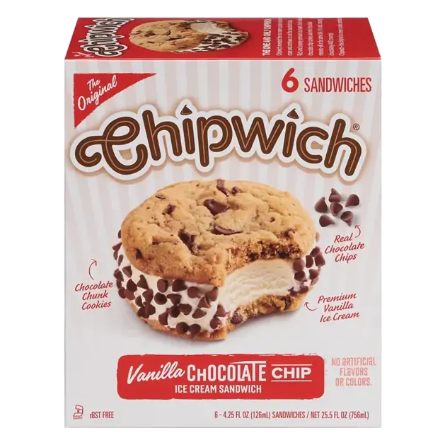 Vanilla Chocolate Chip Ice Cream Sandwich