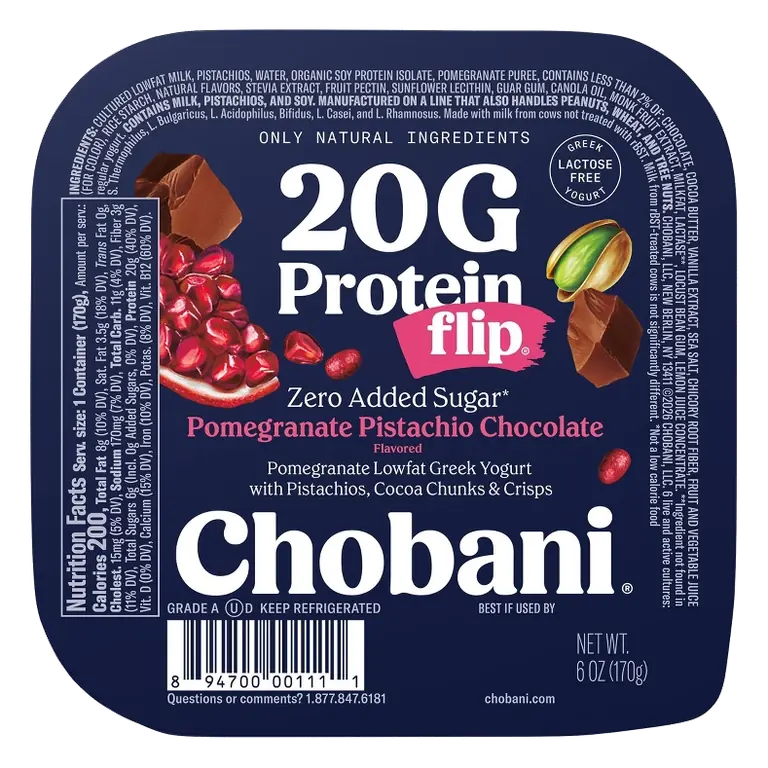 Chobani Flip Pomegranate Pistachio Chocolate Greek Yogurt, 20g Protein 6oz