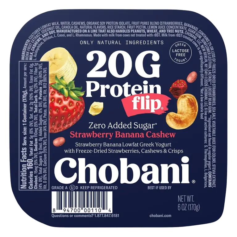 Chobani Flip Strawberry Banana Cashew Greek Yogurt - 20g Protein - 6oz