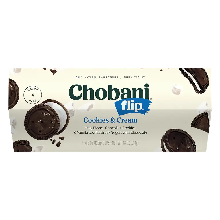 Cookies & Cream Icing Pieces, Chocolate Cookies & Vanilla Low-Fat Greek Yogurt with Chocolate