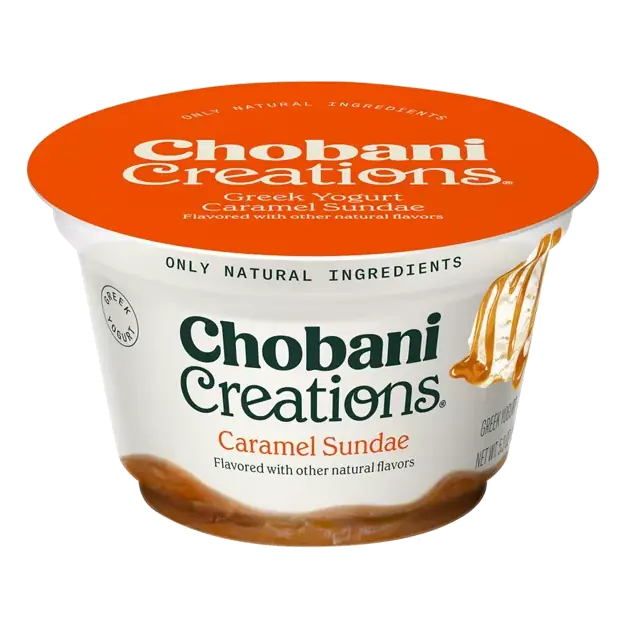 Creations Yogurt, Greek, Caramel Sundae
